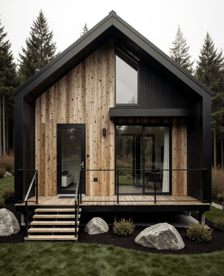 Wizualizacja mini domku 6,18m x 5,18m